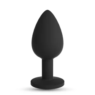 Analplug Camileo mit 4 austauschbaren Schmucksteinen Schwarz 8,4 x Ø 4,2 cm