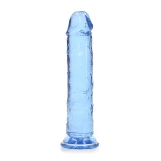 Realistischer Dildo gerade mit Saugnapf Transparent Blau 18 cm