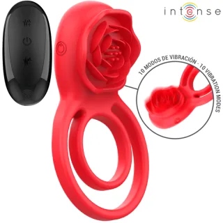 Penisring Intense Gail mit Rosenaufsatz und Fernbedienung Rot