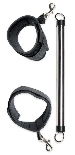 Spreader Bar Spreizstange mit Fußfesseln Silber