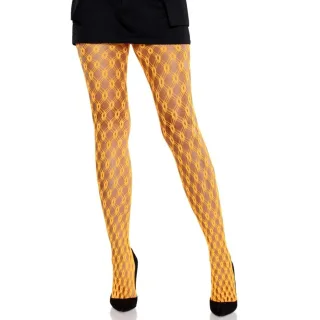 Strumpfhose aus Netz mit Rautenmuster Neonorange