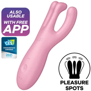 Vibrator Threesome 4 mit drei Armen und App Rosa