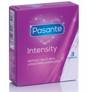 Kondom Pasante Intensity mit Rippen und Noppen 3 St. 19 x 5,2 cm