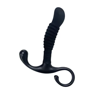 Prostata-Stimulator Silikon gerippt Schwarz 10,2 x Ø 2 cm