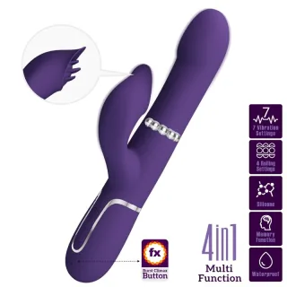 Rabbit-Vibrator Zalin 4-in-1 mit Rollperlen und Burst-Taste Lila