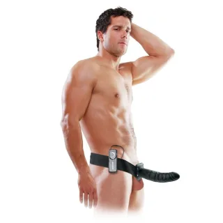 Strap-on Vibrating Hollow Schwarz 20 cm