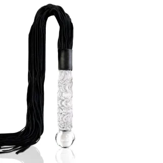 Peitsche Icicles Nr. 38 Flogger mit Glasgriff Schwarz 17 cm