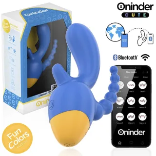 Rabbit-Vibrator Oninder Cute 3some dreifach Blau 13 x 2,5 cm