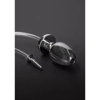Analplug mit Penisplug und Schlauch Silber 107,7 cm