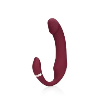 Strapless Strap-on biegsam mit Vibration Weinrot 14 x 3,7 cm