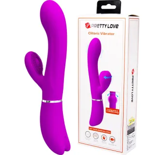 Rabbit-Vibrator mit Bürstenarm und gebogener Spitze Lila