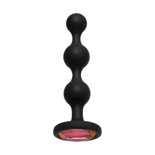 Analkette Booty Bling mit pinkem Stein Schwarz 9,4 x Ø 2 cm