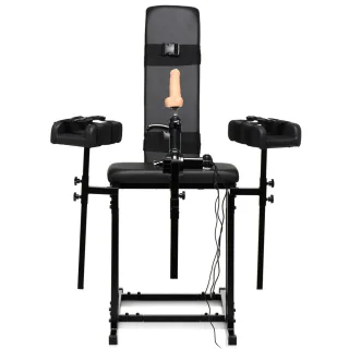 Gehorsamsstuhl mit Sexmaschine Schwarz 14 cm