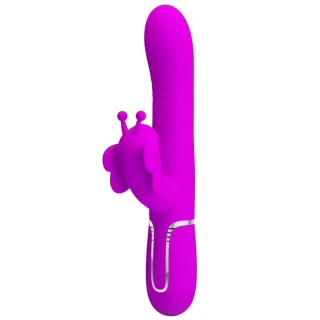 Rabbit-Vibrator 4-in-1 mit Schmetterlingsarm Fuchsia