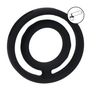 Penis- und Hodenring Silikon gerippt Schwarz 5,4 x Ø 5,4 cm