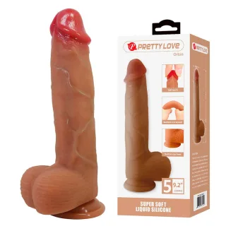 Realistischer Dildo Orton aus Liquid Silicone Karamell 23,5 x 4,9 cm