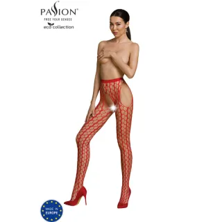 Strapsstrumpfhose Passion Woman Eco Collection mit Wellenmuster Rot Einheitsgröße