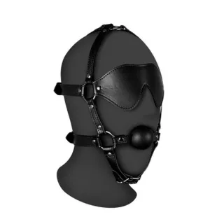 Kopfharness mit Augenmaske und Ballknebel Schwarz