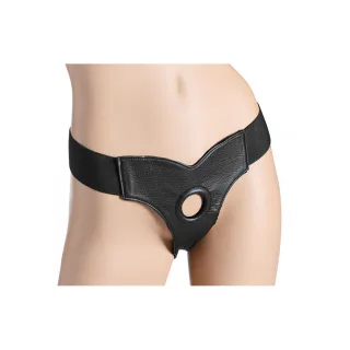 Harness Strap U Bella mit Samtfutter und O-Ring Leder Schwarz 29 cm