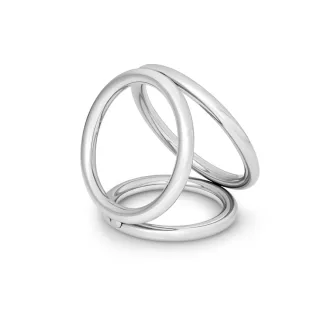 Besonderer Triple Cockring, aus Edelstahl, S - L Gr. L