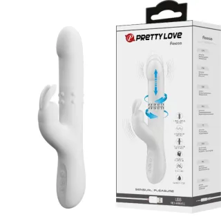 Rabbit-Vibrator Reese mit Perlenrotation und Hasenohren Silber