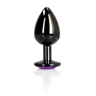 Analplug Edelstein Herz klein Gunmetal/Amethyst 6,2 x Ø 2,7 cm