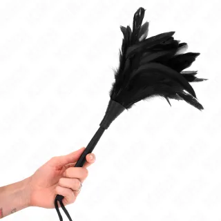 Fetisch-Toy KINK Federkitzler aus schwarzen Hahnenfedern Schwarz 36 cm