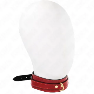 Fetisch-Toy KINK Halsband in Lack mit goldenen Beschlägen Rot 42,5 x 4 cm