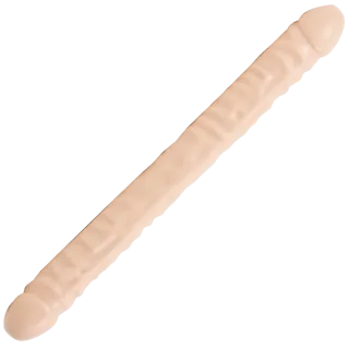 Dildo mit Doppelenden geädert Weiß 44,5 x Ø 4,1 cm