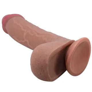 Realistischer Dildo Sliding Skin mit Saugfuß Braun 23,4 cm