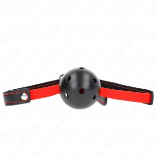 Fetisch-Toy KINK Knebel mit Ball und Luftlöchern am Gummiband Schwarz 4,5 cm