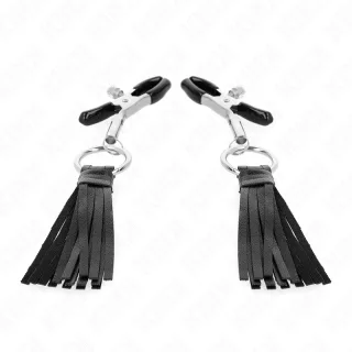 Nippelklemmen mit Kunstlederquasten Schwarz 6 cm