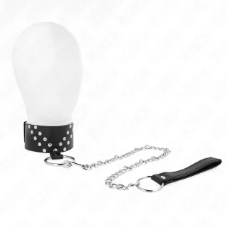 Fetisch-Toy KINK Halsband mit Nieten und O-Ring Schwarz 43 x 5 cm