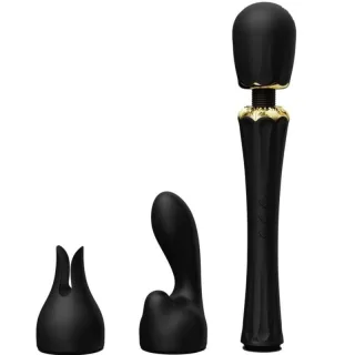 Massagestab Kyro Wand mit zwei Aufsätzen Schwarz 29,1 x 5,35 cm