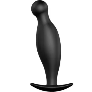Analplug Silikon mit Kugelspitze und T-Fuß Schwarz 11,7 cm