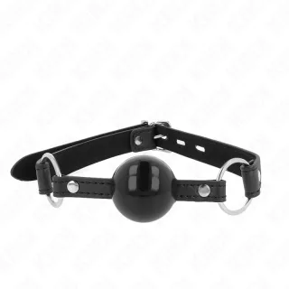 Fetisch-Toy KINK Knebel mit TPE-Ball abschließbar Schwarz 4 cm
