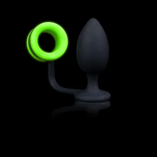 Analplug mit Penisring nachtleuchtend Grün 8,8 x Ø 3,8 cm