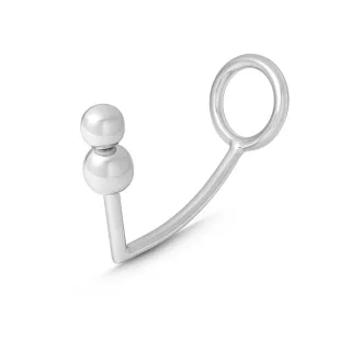 Lustvoller Bondage Anal Hook aus Edelstahl, mit einem Cockring und 2 Kugeln, 55 mm