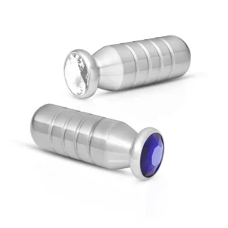 Eleganter Edelstahl-Analplug mit Schmuckstein aus Edelstahl in Gr. M, Farbe Blau