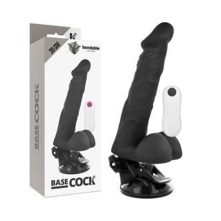 Realistischer Vibrator Base Cock artikulierbar mit Fernbedienung Schwarz 20 x 4,5 cm