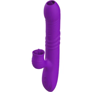 Rabbit-Vibrator G-Punkt mit Zungenstimulator Violett 23 cm