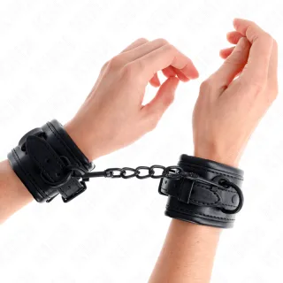Fetisch-Toy KINK Handfesseln in Schwarz mit schwarzer Kette Schwarz 30 cm