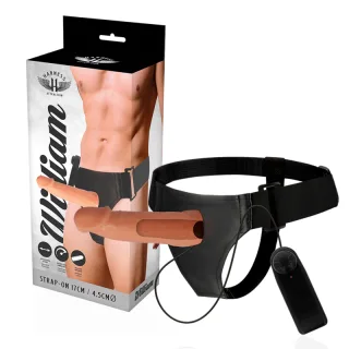 Strap-on Harness Attraction William hohl mit Vibration Natur 17 x Ø 4,5 cm