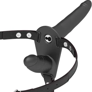 Strap-on Silicone Vibrating Double Schwarz 15 cm