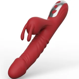 Rabbit-Vibrator Suck mit Saugrose Burgund 21 cm