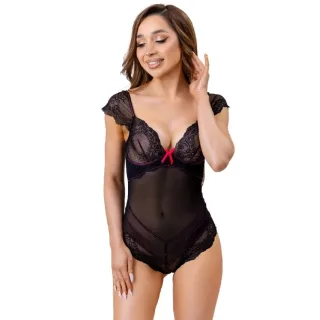 Body Evelyn aus Spitze und Tüll Schwarz S/M
