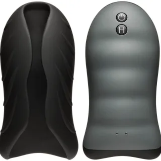 Masturbator OptiMALE Warming Stroker mit Vibration Schwarz 14 x Ø 7 cm