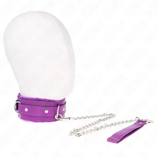 Fetisch-Toy KINK Halsband gefüttert mit Kettenleine Lila 42 x 5,5 cm
