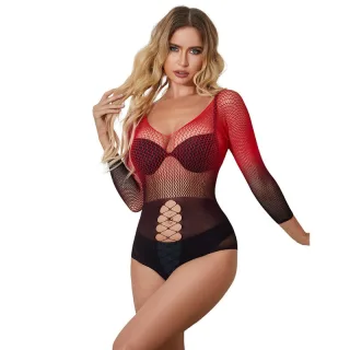 Body Netz mit Farbverlauf Rot und Schwarz Einheitsgröße