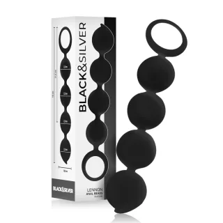 Analkette Black&Silver Lennon aus Silikon Schwarz Ø 2,3 cm
